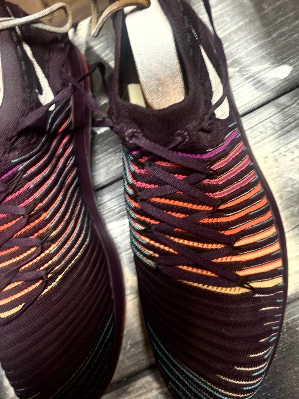 Nike Air Zoom Pegasus 36 sneakers with diagonal stripes in multiple colors W8.5